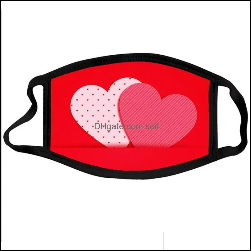 valentine day mask cotton dustproof couple 3d prints respirator washable reusable insert pm2 5 filter party masks 300pcs 34 m2