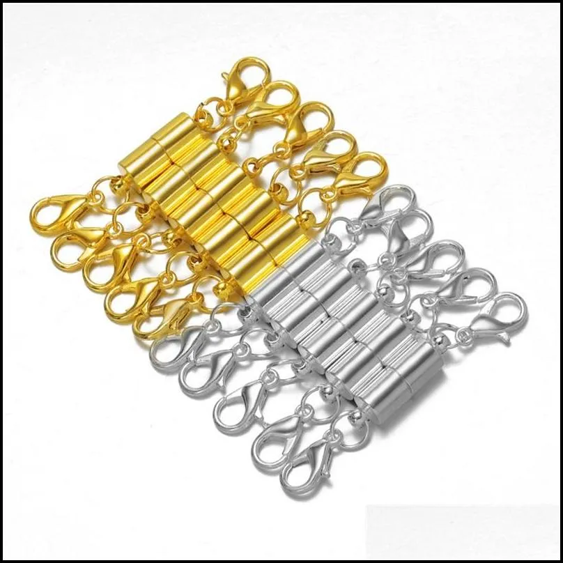 newest silver/gold plated magnetic magnet necklace clasps cylinder shaped clasps for necklace bracelet jewelry diy 319c3