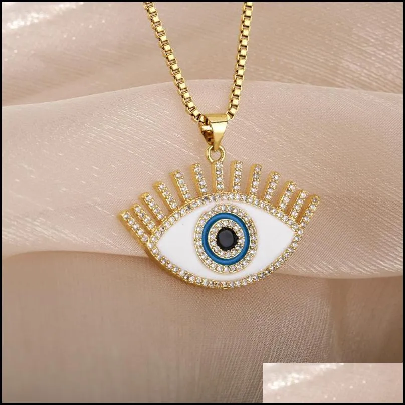pendant necklaces vintage crystal demon eye necklace for women multicolor enamel heart fashion creativity jewelry gift turkey choker