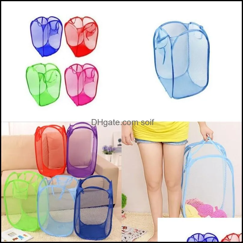 laundry basket bag foldable  up washing clothes hamper mesh storage childrens toys shoes sundries storage