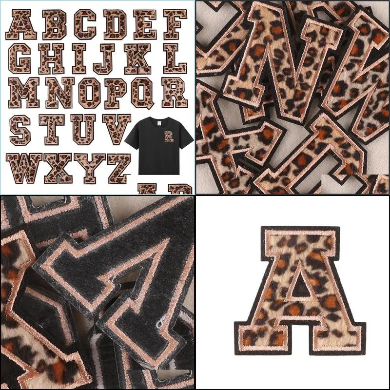 notions leopard print iron on letterses 6cm az letter decorate repair appliques diy supplies for clothing