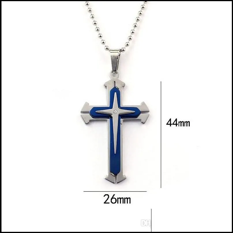 fashion women men stainless steel cross pendants necklace chain titanium religious jewelry latin christmas punk classic gift