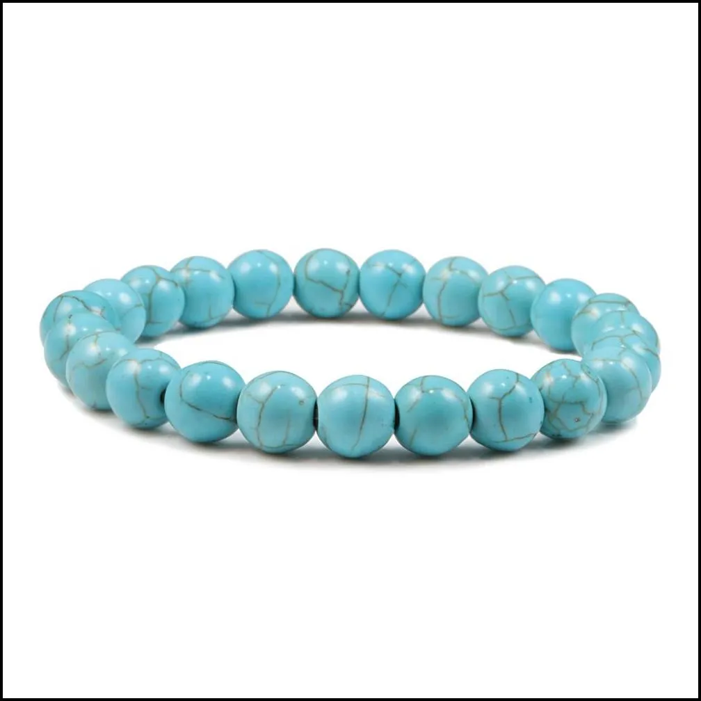 natural bracelet 8mmturquoise beaded strands bracelet bangle for diy jewelry women and men present amulet accessories