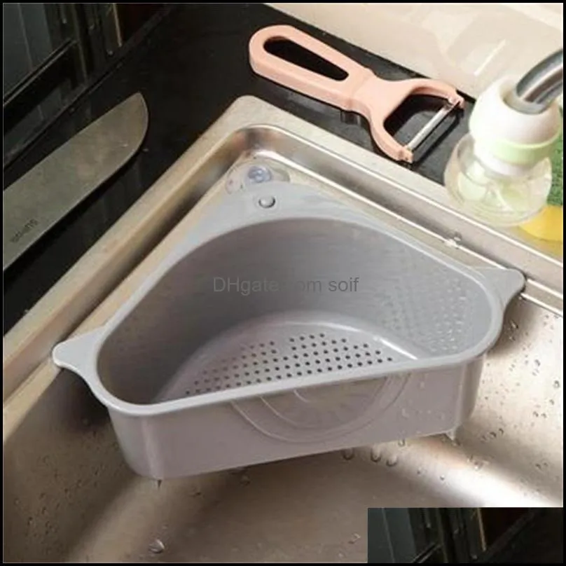 kitchen storage rack drain basket shelves with suction cup sink corner pp plastic sponge brush cloth strainer basket draining racks 242