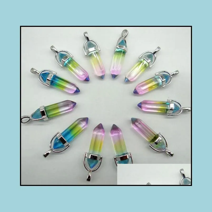 natural stone accessories quartz crystal lapis turquoises tiger eye opal hexagonal charm pendants diy jewelry women men necklaces