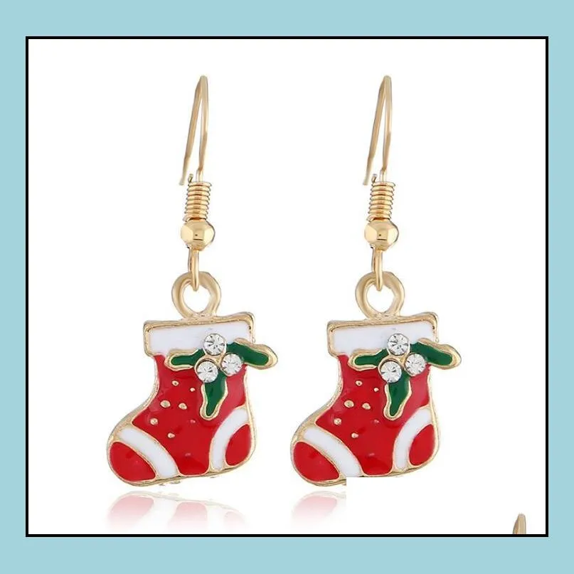 earring necklace christmas decor santa claus eardrop pendant christmas decor for home 2019 navidad ornament xmas gift gb1367