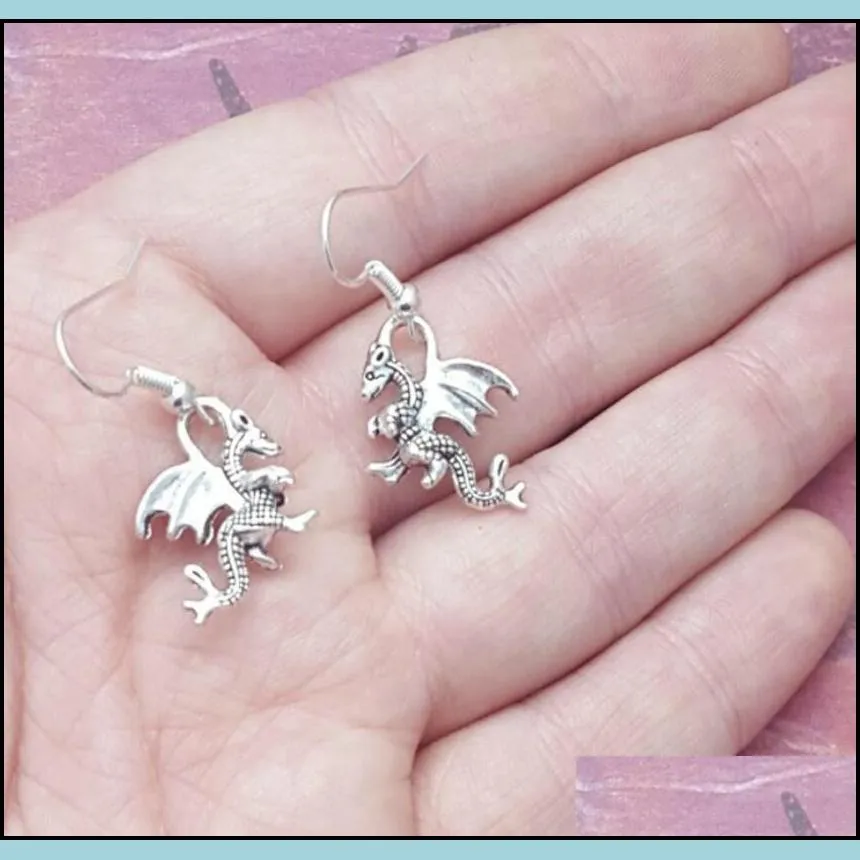 2019 new style ancient silver fly dragon earring ear hook personality creative women jewelry designer earrings valentines day
