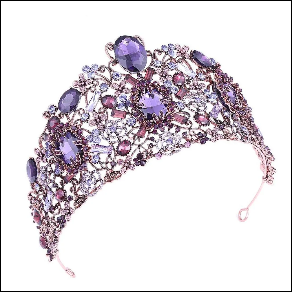 2021 new vintage baroque bridal tiaras accessories prom headwear stunning sheer crystals wedding tiaras and crowns 1914