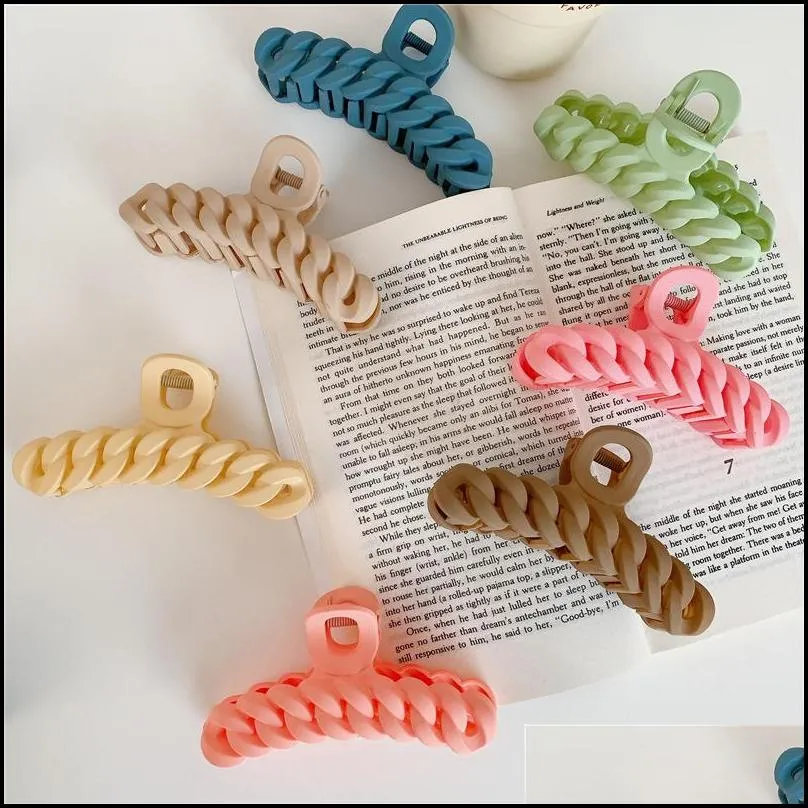 new solid color braided hair claws women summer large hair ponytail holder clamps claw clip crabs fashion accessories