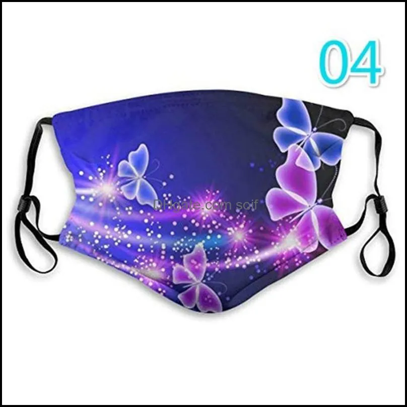 digital printing butterfly mask washable breathable face mask outdoor sport windproof dustproof cycling masks designer mas