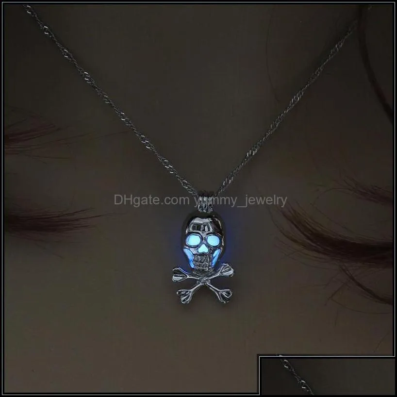 lockets necklaces pendants jewelry fashion glow in the dark skl hollow luminous pirate flag pearl cage skeleton pendant for women s