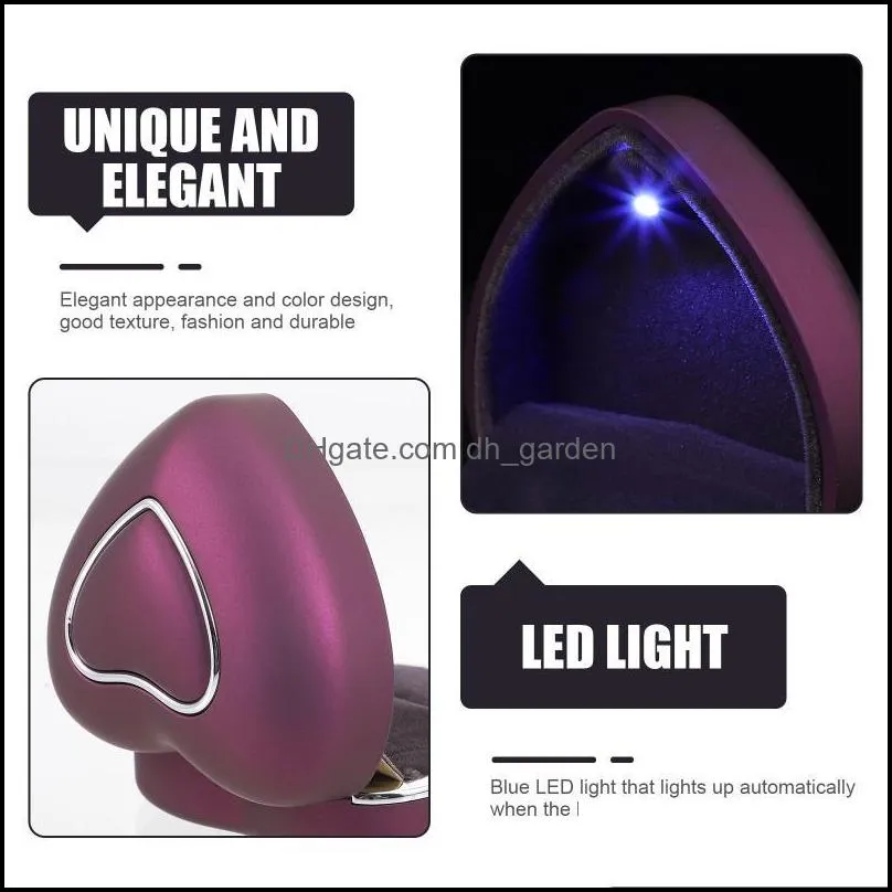 Jewelry Pouches Bags Heart-shape Romantic Ring Box Unique LED Lighting Container Brit22
