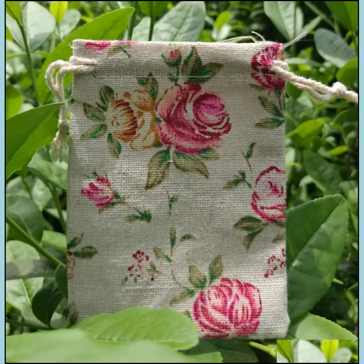 rose linen gift bags 8x10cm 9x12cm 10x15cm pack of 50 birthday party wedding makeup jewelry drawstring pouch