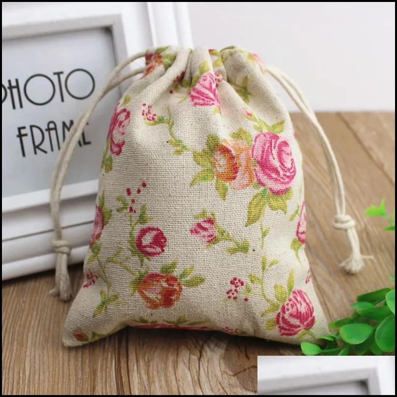 rose linen gift bags 8x10cm 9x12cm 10x15cm pack of 50 birthday party wedding makeup jewelry drawstring pouch