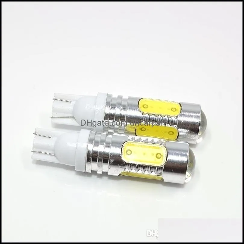 10X Pink Ice Blue Red Amber Yellow White High Power 5 COB T10 W5W 7.5W LED Projector Backup Reverse LED Lights Bulb Lamp