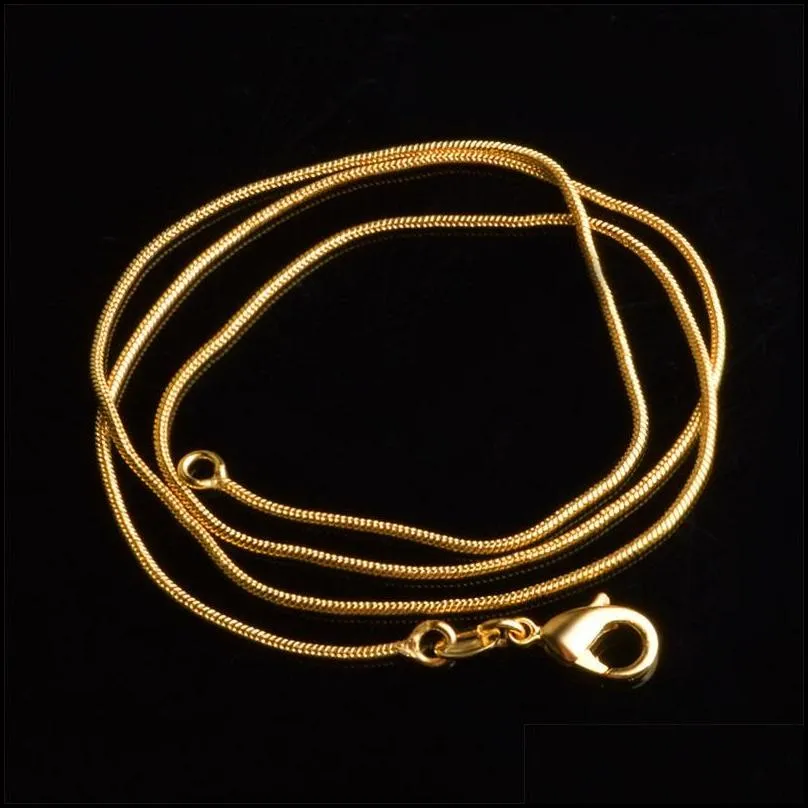 promotion sale 18k gold chain necklace 1mm 16in 18in 20in 22in 24in 26in 28in 30in mixed smooth snake chain necklace unisex necklaces 215