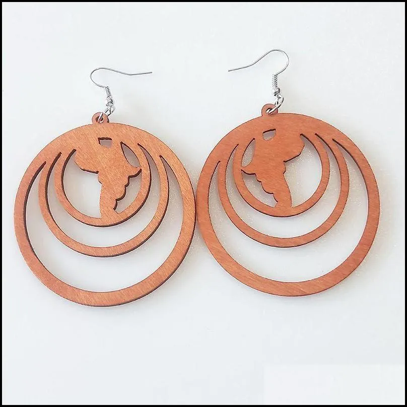 fashion designer geometric wood charm earrings for women trendy natural wooden statement earrings handmade african jewelry wholesale