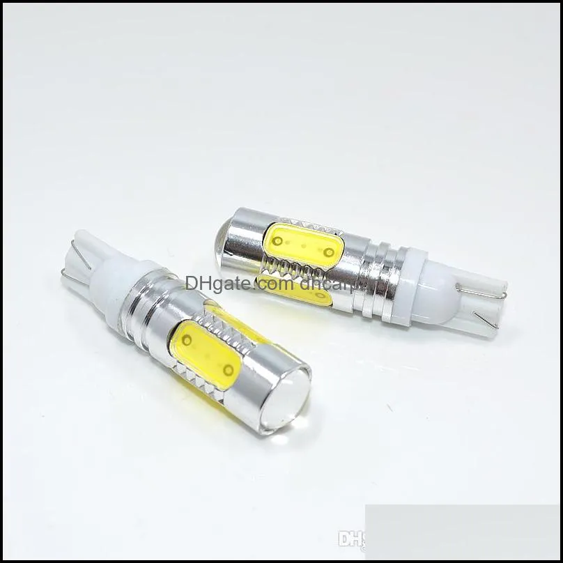 10X Pink Ice Blue Red Amber Yellow White High Power 5 COB T10 W5W 7.5W LED Projector Backup Reverse LED Lights Bulb Lamp