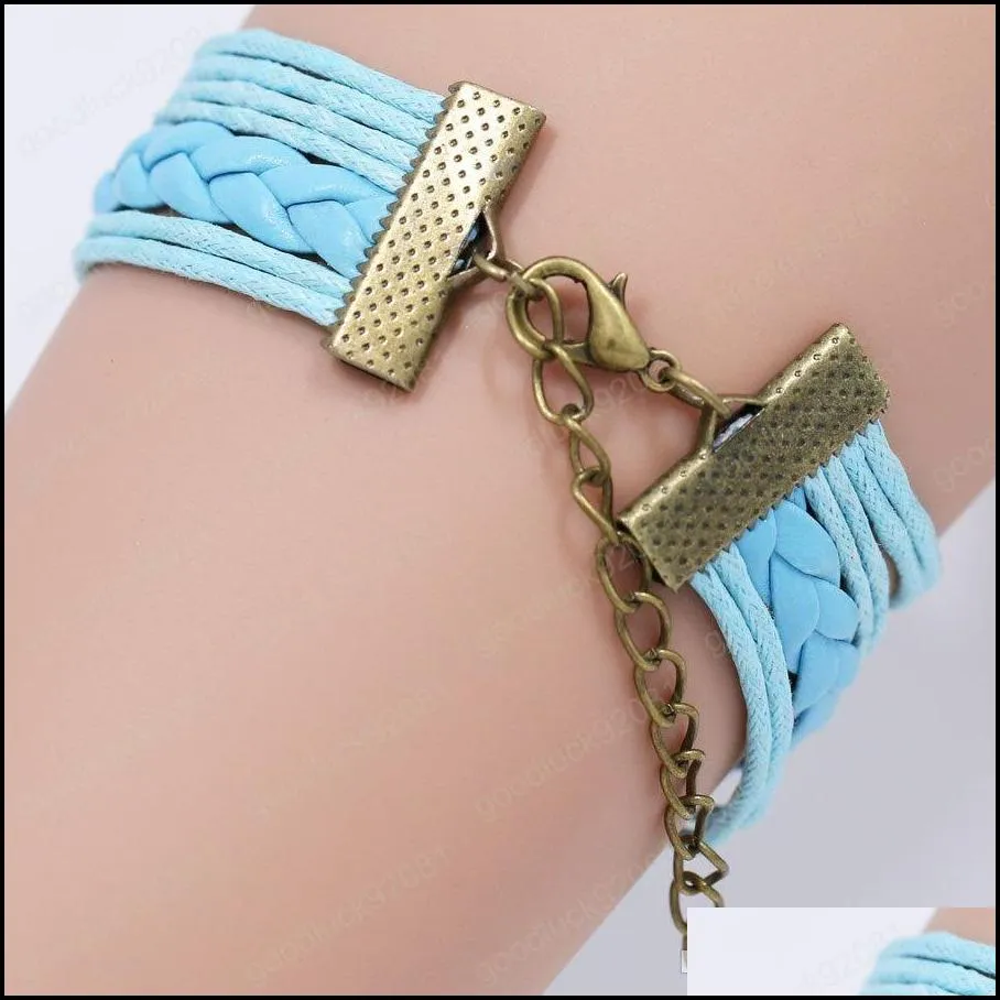 new cross charm braided leather rope bracelets for women men religious jesus love infinity wristband handmade jewelry in bulk