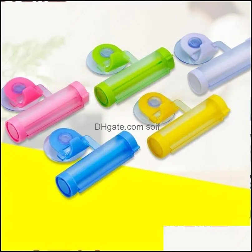 squeeze cute makeup toothpastes dispensers plastic with suction cup home bathroom accessories portable pinkycolor