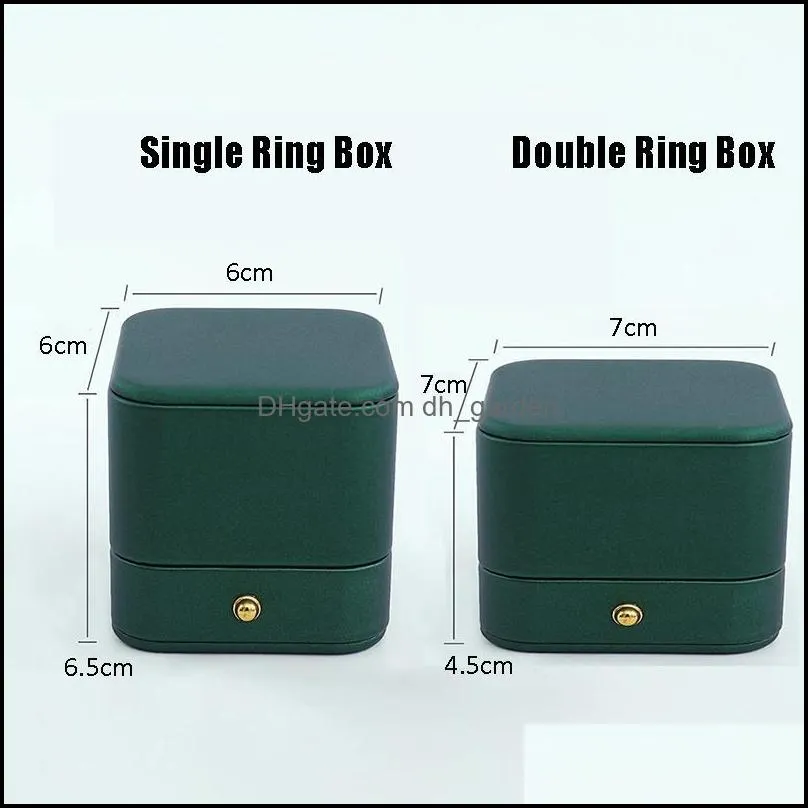 Jewelry Pouches Bags 3 Styles PU Ring Boxes Storage Box Single Double Slot Display Holder Gift Packaging Brit22