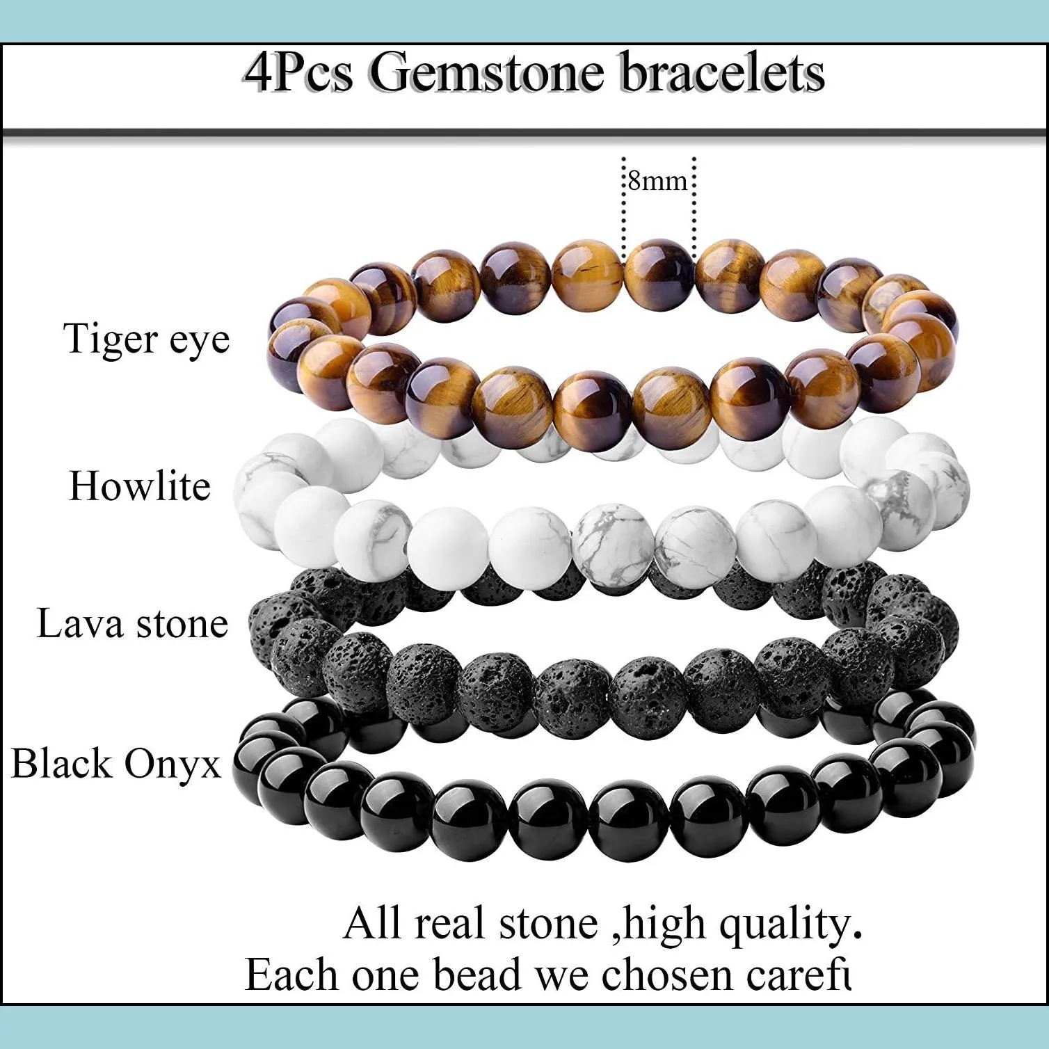 8mm women men designer strand bracelets luxury natural stone healing crystal stretch beaded bracelet precious gemstone round bracelets