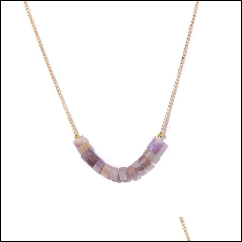 natural stone necklace amazonium tiger eye stone amethyst senecioserpe spacer golden chain chakra necklaces for women jewelry