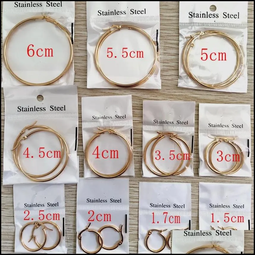 22pairs/lot gold silver mix classic circle hoop earrings for women stainless steel huggie earring wedding jewelry party gift sizes assorted