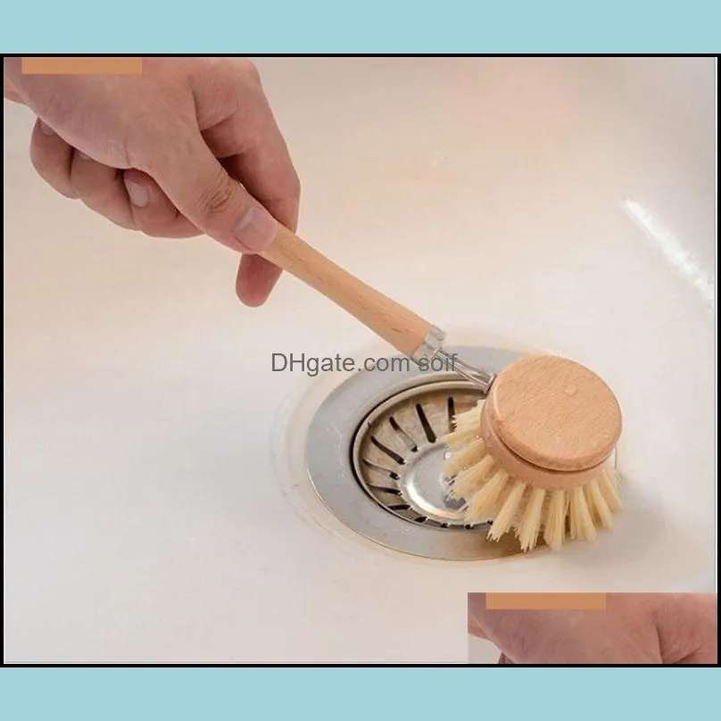 natural wooden accessories long handle pan pot brushes dish bowl washing cleaning brush replacement heads household kitchen cleani 114