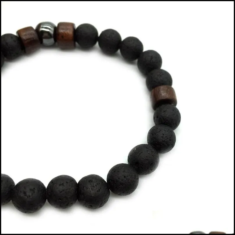 mens lava rock  oil diffuser bracelets for women natural stone magnetic wooden beads charm bracelets diy fashion jewelry in