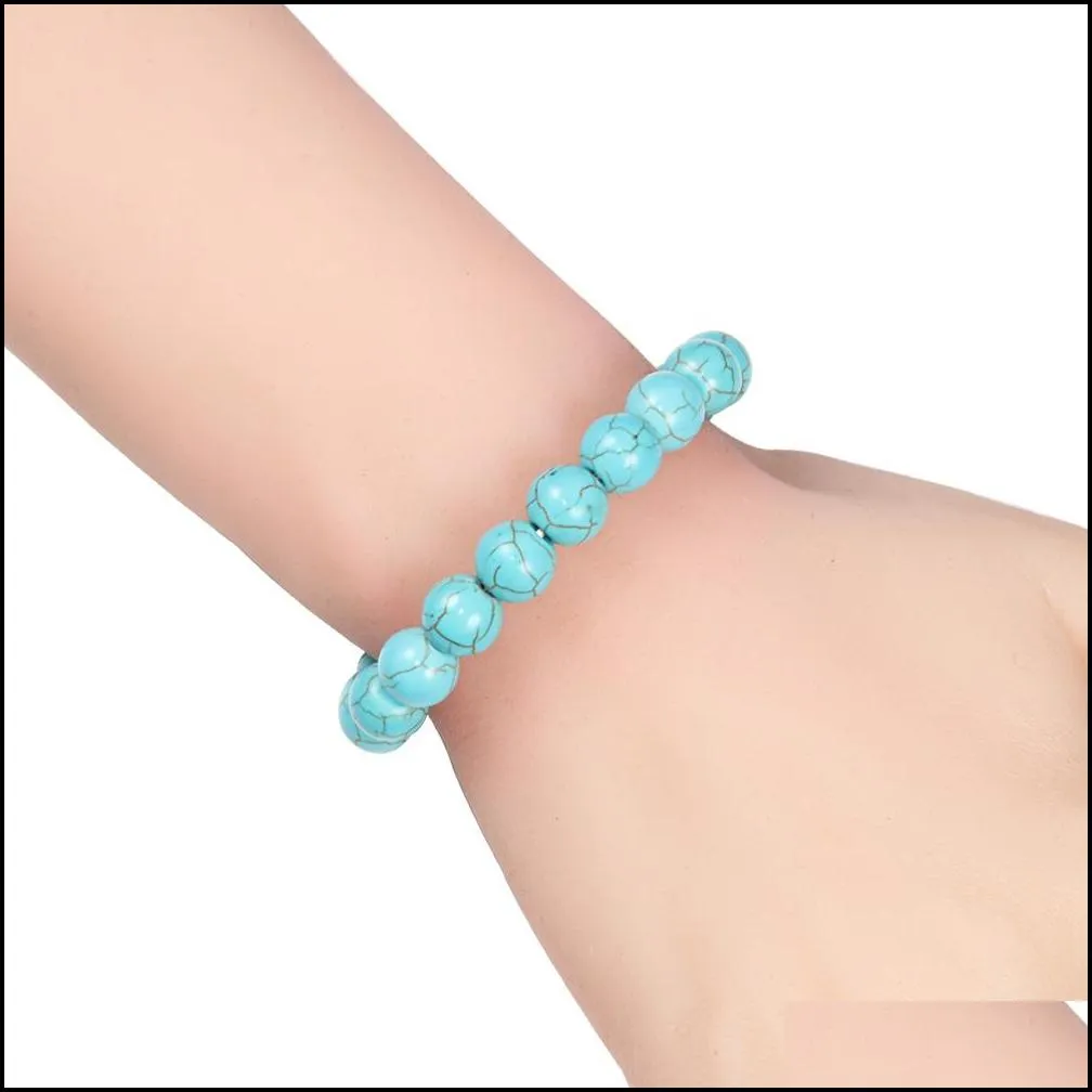 natural bracelet 8mmturquoise beaded strands bracelet bangle for diy jewelry women and men present amulet accessories