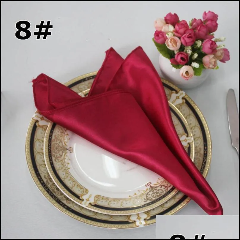 48cm table napkins cloth square satin fabric napkin pocket handkerchief for wedding birthday home party hotel