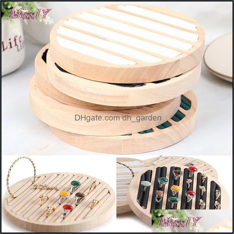 Jewelry Pouches Bags Round Storage Ring Display Tray Holder For Shop Retail Commercial Use Brit22
