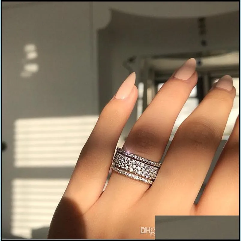 bridal wedding rhinestone ring band engagement women rings sets diamond fashion jewelry