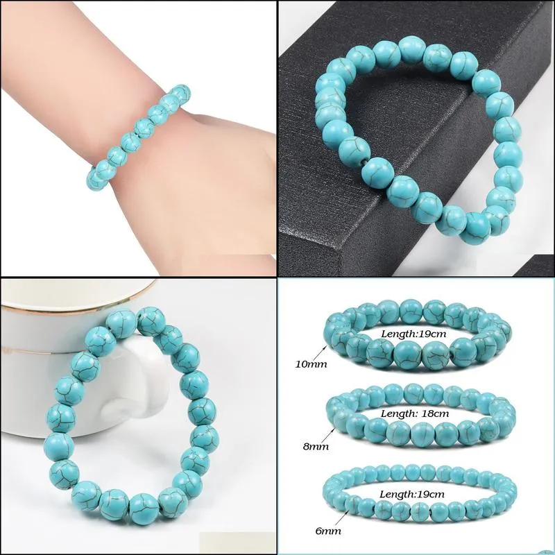 natural bracelet 8mmturquoise beaded strands bracelet bangle for diy jewelry women and men present amulet accessories