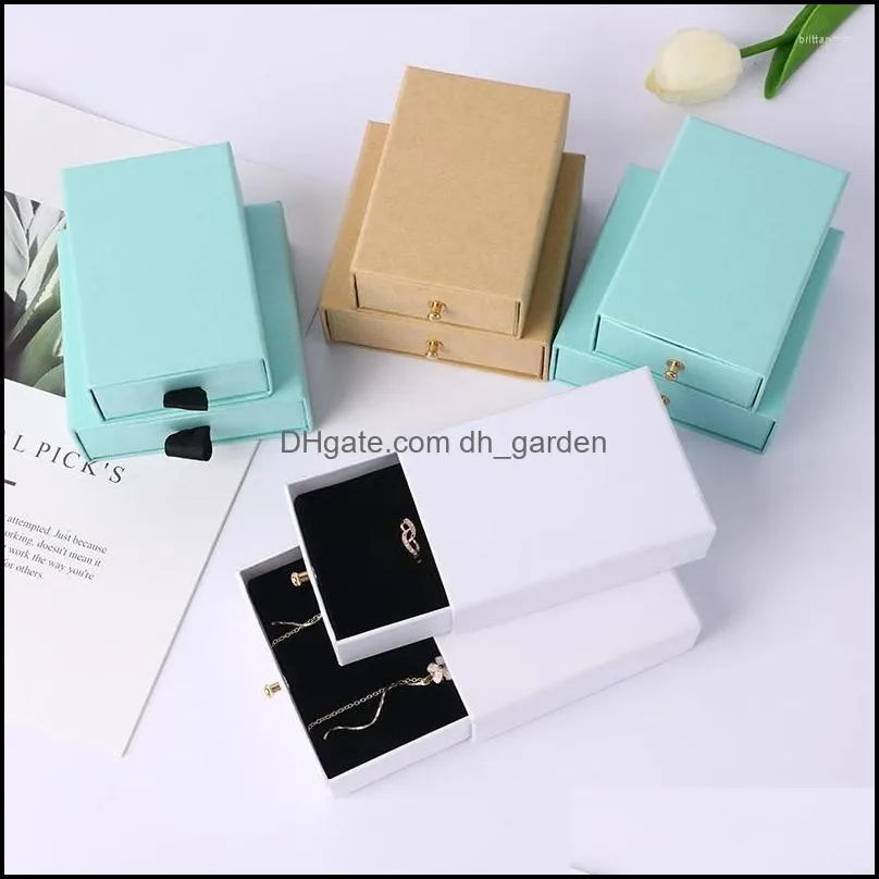 Jewelry Pouches 2022 Arrive 7 Colors Paper Drawer Box With Rivet Black Foam Insert Packaging Boxes For Necklace Bracelet Earrings