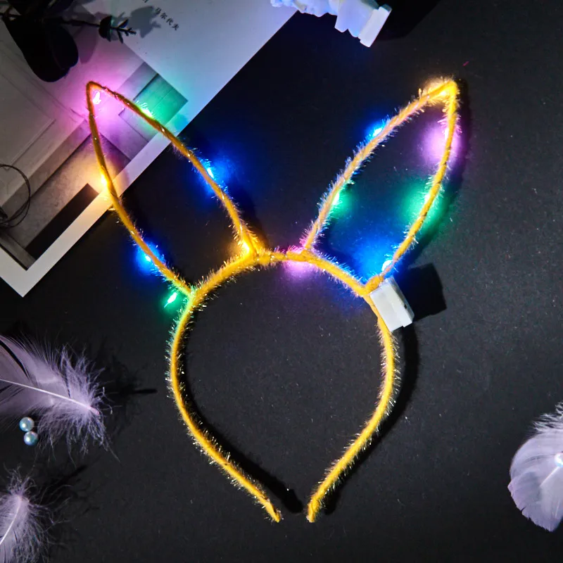 Kids Adults Bunny Ears LED Flashing Glow Headband Hairband Women Bar KTV Nightclub Dress Decor Glow Party Supplies RRA3