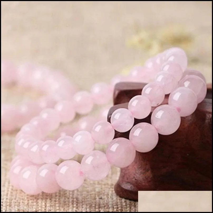 natural pink crystal stone handmade strands beaded bracelets for women girl charm yoga party club fashion jewelry