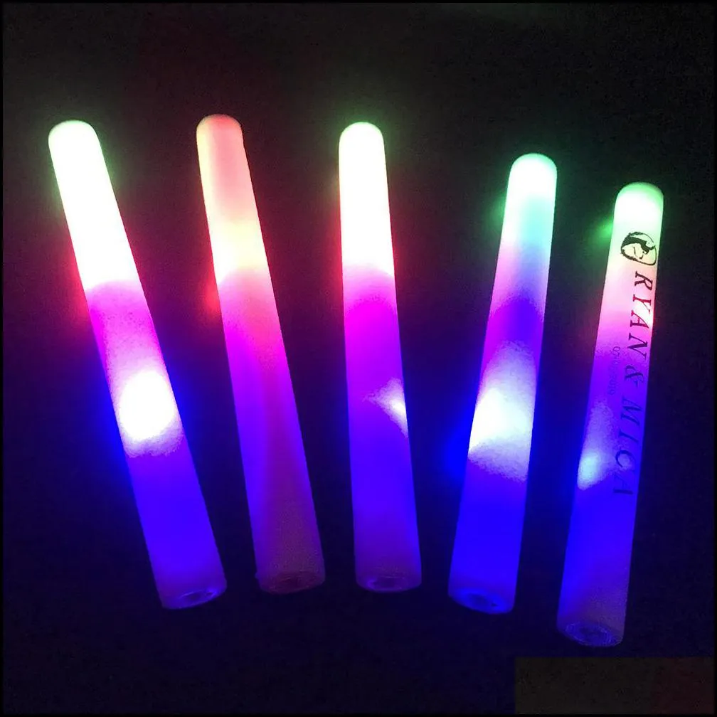 30pcs RGB LED Glow Sticks Lighting Foam Stick For Party Decoration Wedding Concert Birthday Customized Y201015336D