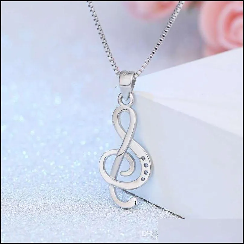 925 sterling silver necklces crystal jewelry music note diamond pendant statement necklace wedding vintage new arrival