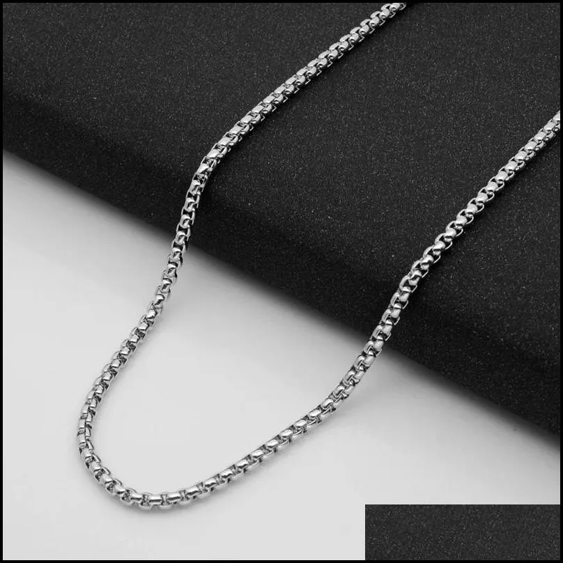chains 4mm round box chain necklace for men stainless steel husband boyfriend male jewelry gift1
