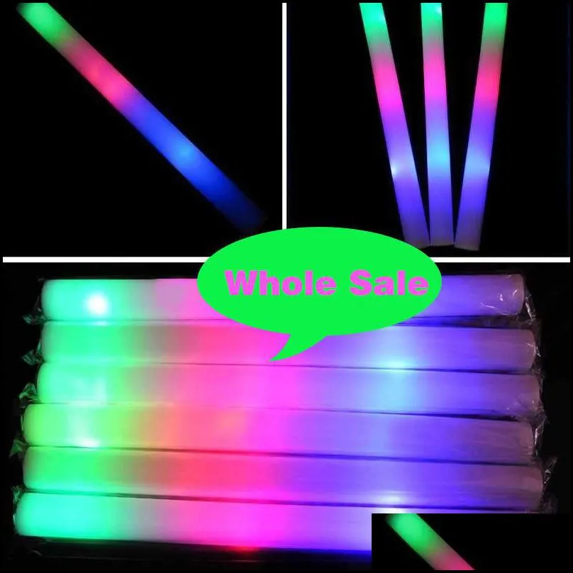 30pcs RGB LED Glow Sticks Lighting Foam Stick For Party Decoration Wedding Concert Birthday Customized Y201015336D