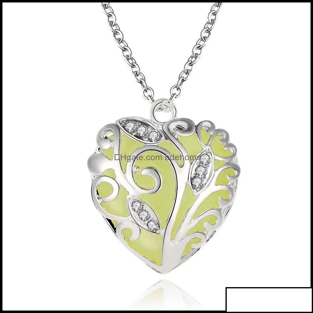 pendant necklaces pendants jewelry new glow in the dark necklace hollow heart luminous for wife girlfriend daughter mom fashion gift