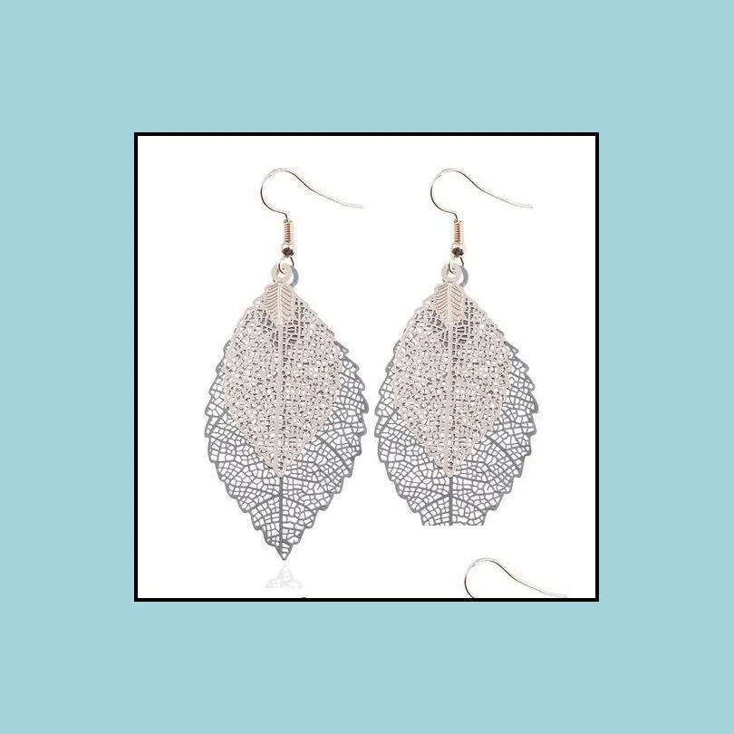 vintage leaves drop earrings luxury boho bohemian leaf dangle earrings hollow out earrings for women new fashion jewelry gb432