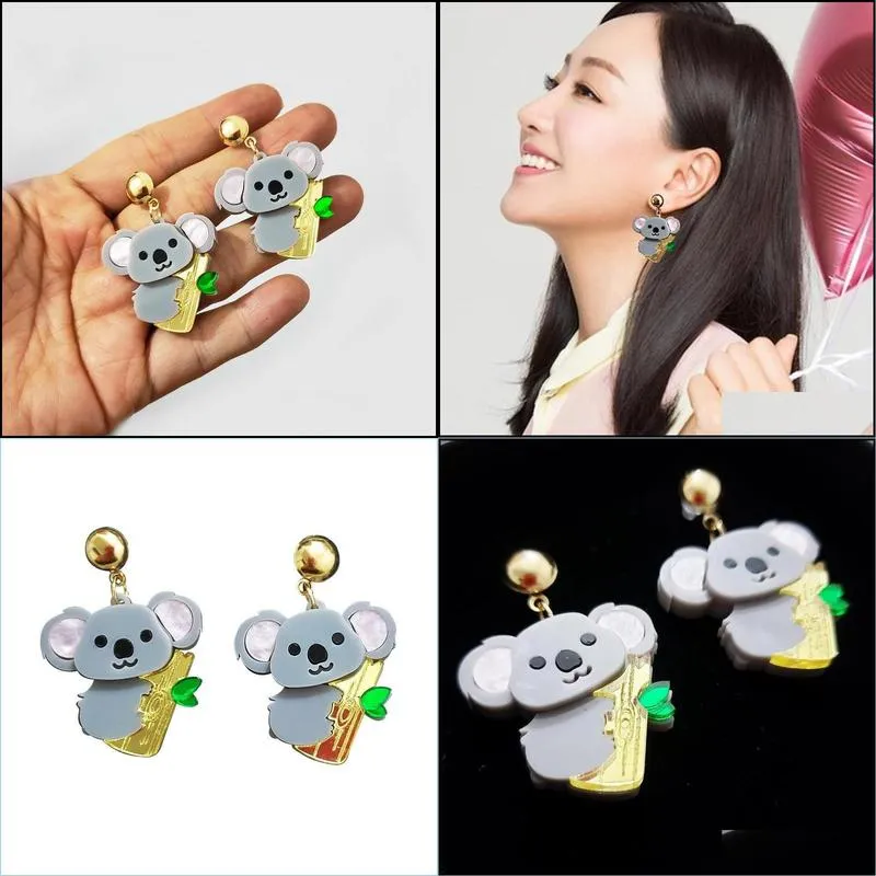 new style acrylic cute koala earrings female fashion animal jewelry fashion accessories