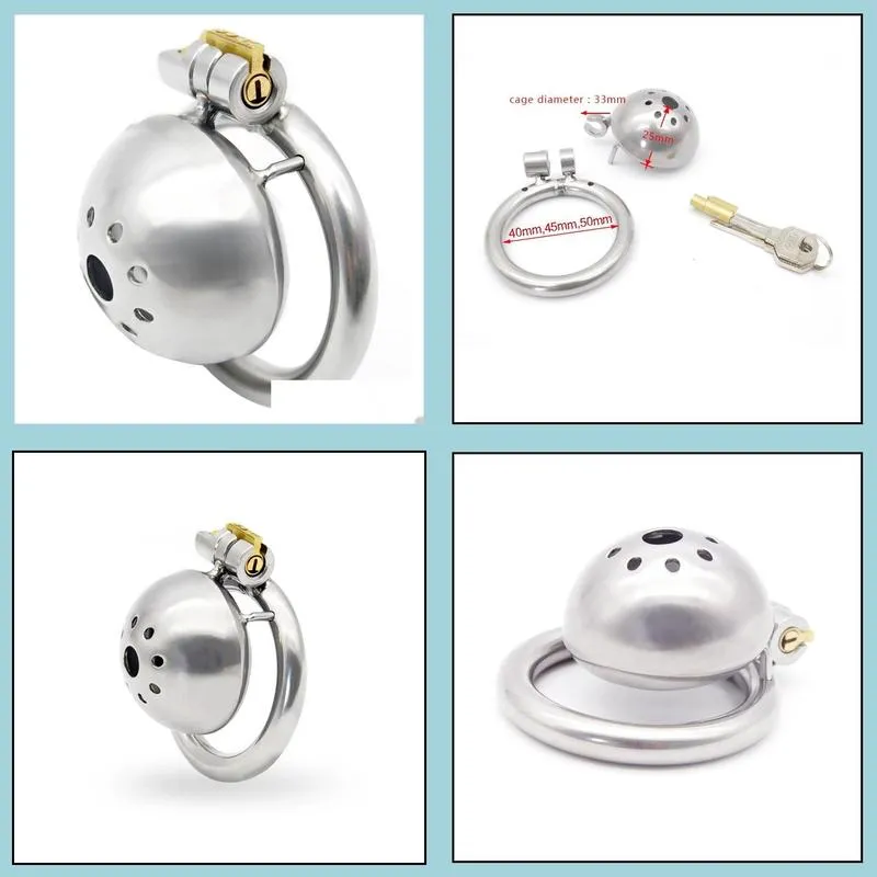 stainless steel stealth lock male chastity device super small short cock cage penis lock cock ring chastity belt