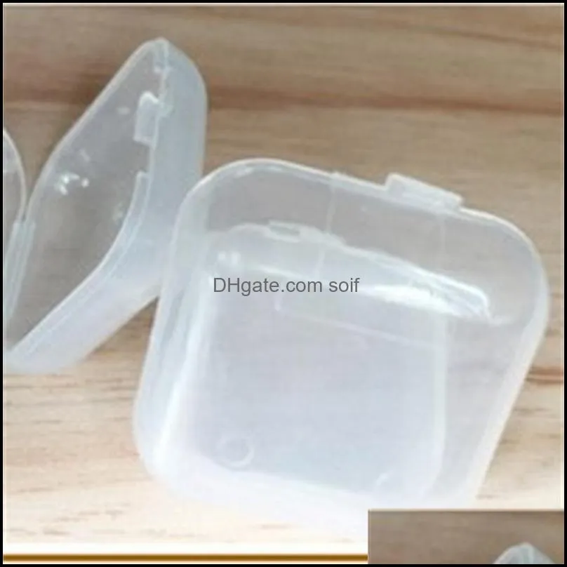 mixed sizes square empty mini clear plastic storage containers box case with lids small box jewelry earplugs storage box 231 g2