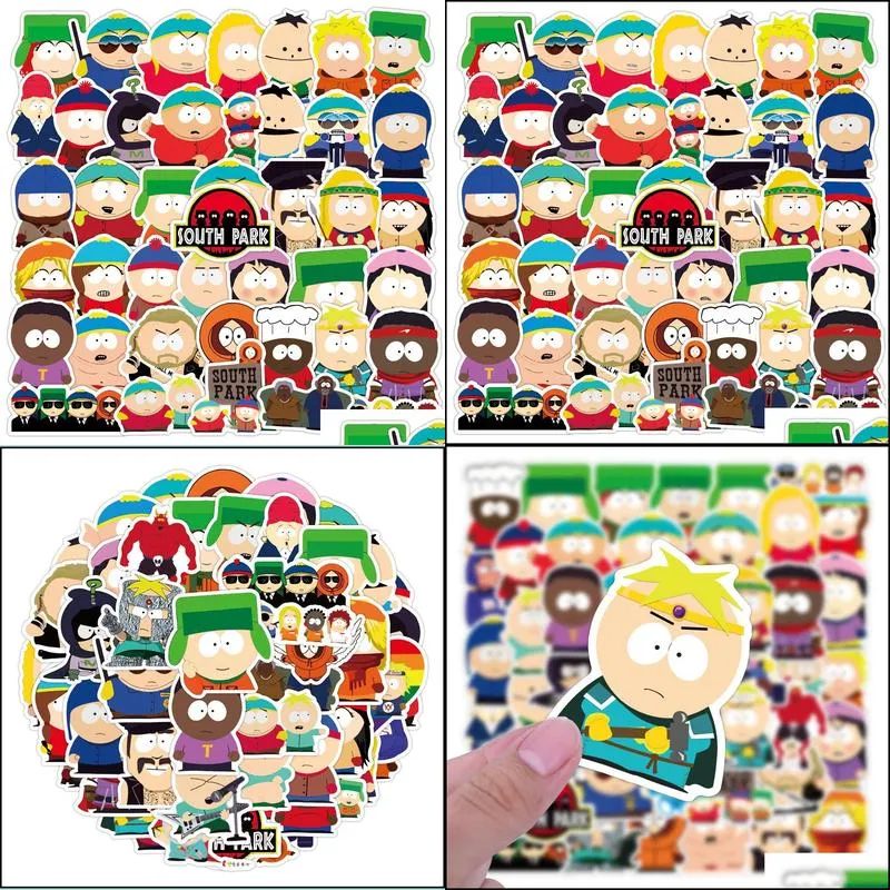 50pcs anime cute south park stickers suitcase laptop bike guitar southpark keychain phone waterproof graffiti sticker decal kid classic