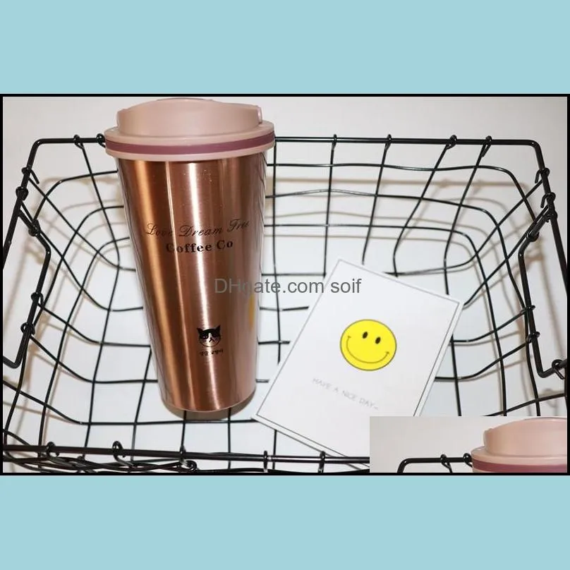 for office worker students mug portable safety stainless steel tumbler double walls vacuum cup colorful