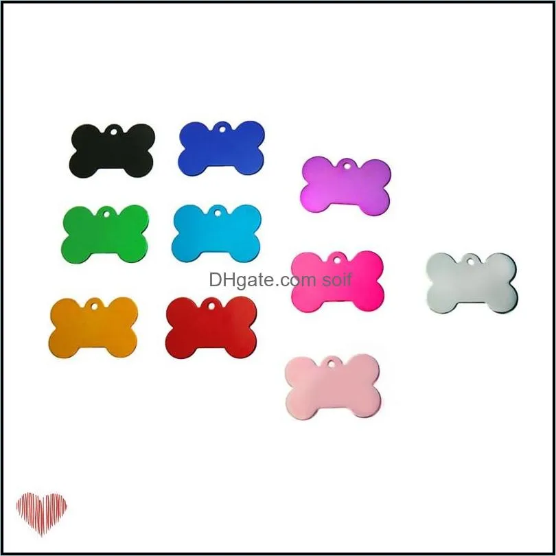 100 pcs/lot mixed colors dog tag double sides bone shaped personalized dog id tags customized cat pet id tags name phone no id card 116